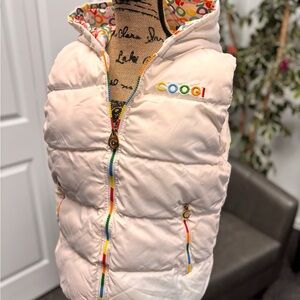 COOGI White Puffer Vest with Multicolor Details